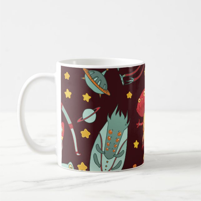 Caneca De Café Cartoon de alienígena: Divertimento no Espaço Vint (Esquerda)