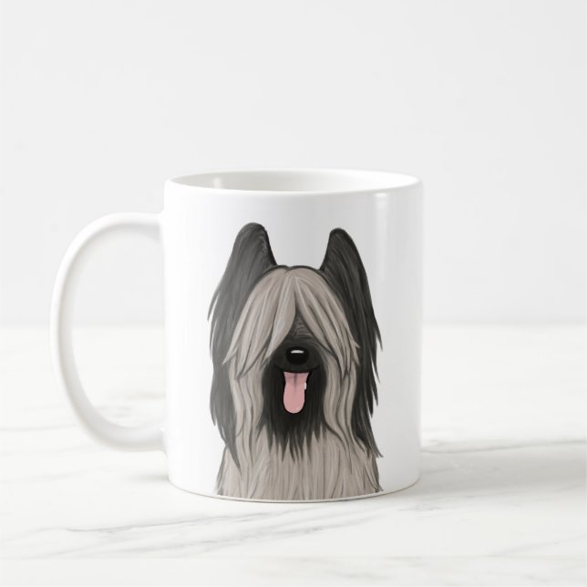 Caneca De Café Cartoon de Briard Cachorro Pet Lover (Esquerda)