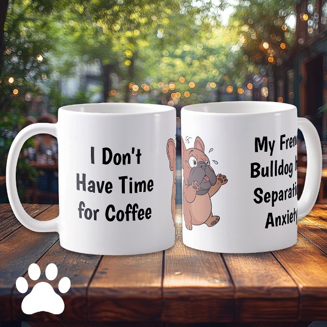 Caneca de Café Cartoon de Bulldog Francês Ansioso (French Bulldog Coffee Mug)