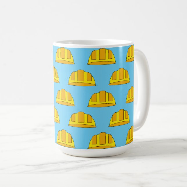 Caneca De Café Cartoon de chapéu de Duro amarelo (Frente Esquerda)
