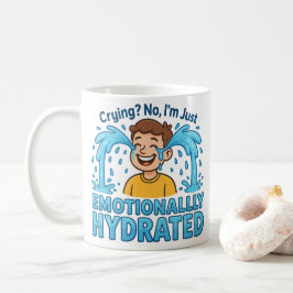 Caneca De Café Cartoon de Choro Engraçado Hidratado Emocionalment