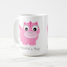 Caneca De Café Cartoon de Dino Kawaii, cor-de-rosa