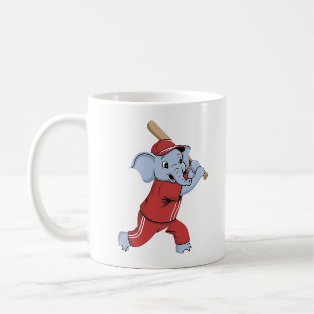 Caneca De Café Cartoon de elefante de beisebol (Esquerda)