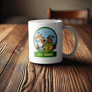 Caneca De Café Cartoon de Raça de Animais da Floresta Engraçada