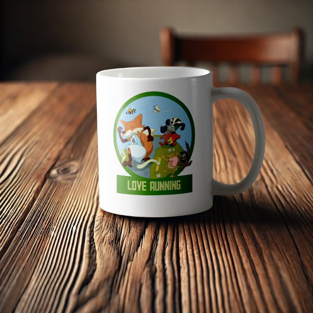 Caneca De Café Cartoon de Raça de Animais da Floresta Engraçada (Criador carregado)