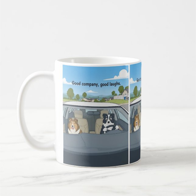 Caneca De Café Cartoon de Sheltie border collie (Esquerda)