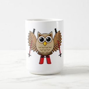Caneca De Café Cartoon de Skiing Coruja