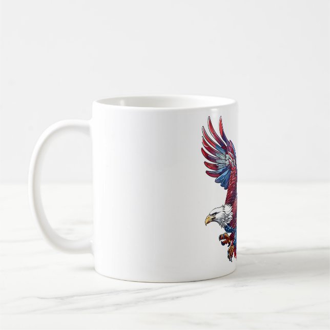 Caneca De Café Cartoon de uma águia, conceito de 4 de julho (Esquerda)