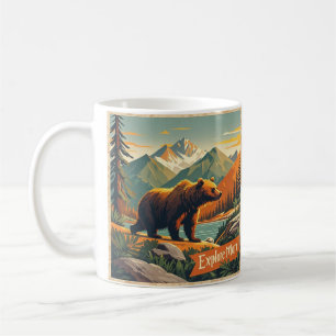 Caneca De Café Cartoon de urso retrô e Poster da serra