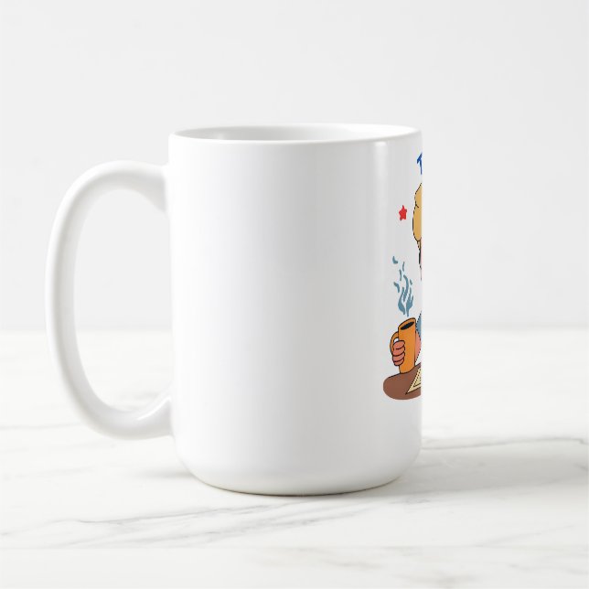 Caneca De Café Cartoon do Office Worker Cansado - Café e Trabalho (Esquerda)