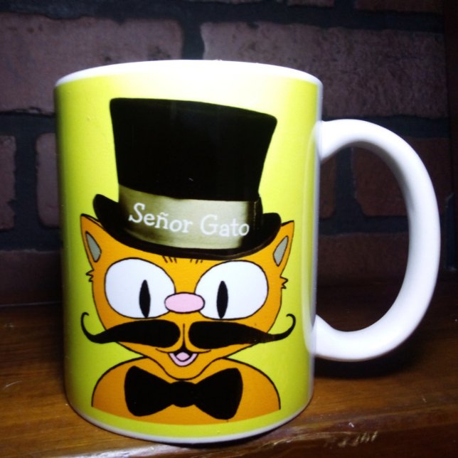 Caneca De Café Cartoon do Senhor Gato Mustache Gato Topo Arco Tie (Criador carregado)