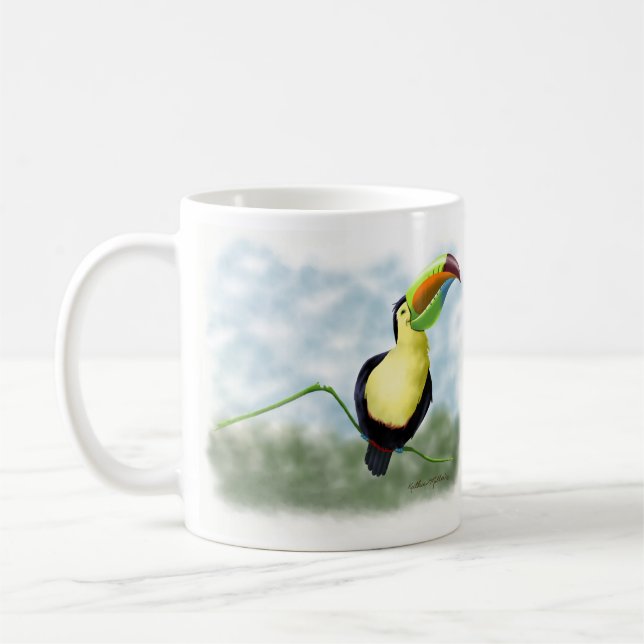 Caneca De Café Cartoon do Tucano Feliz (Esquerda)