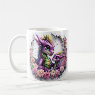Caneca De Café Cartoon Dragon Celebrate Dia de as mães