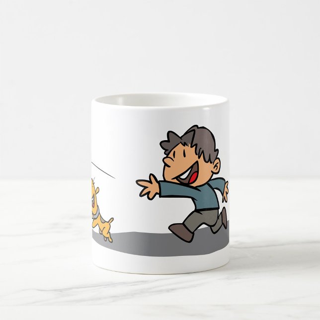 Caneca De Café Cartoon e Cachorro Brincando (Criador carregado)