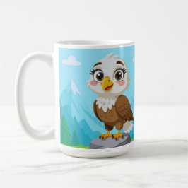 Caneca De Café Cartoon Eagle on Rock – Cute Vector Character