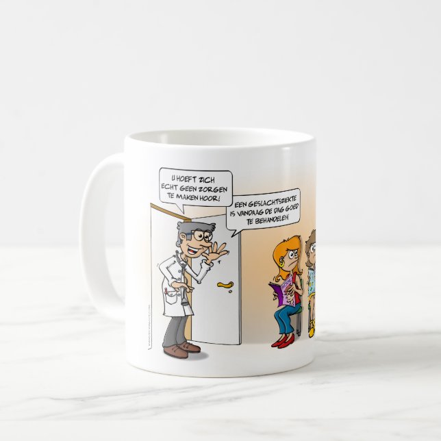 Caneca De Café Cartoon; Een geslachtsziekte is goed te behandelen (Frente Esquerda)