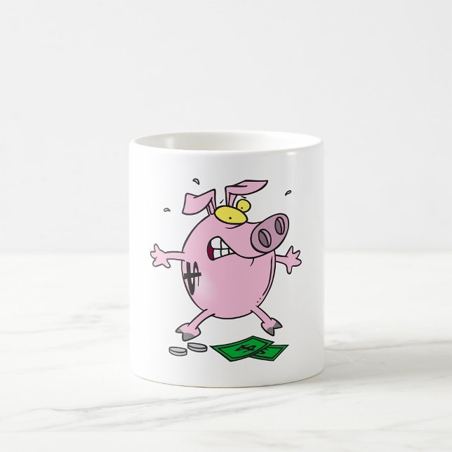 Caneca De Café Cartoon Engraçado Banco Perdendo Dinheiro (Criador carregado)