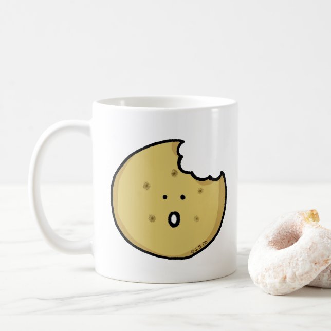 Caneca De Café Cartoon Engraçado com Bite (Com Donut)