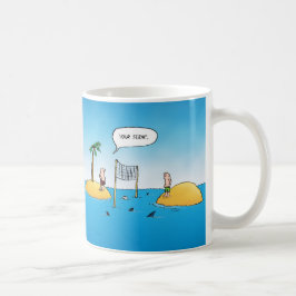Caneca De Café Cartoon Engraçado de Voleibol de Tubarão