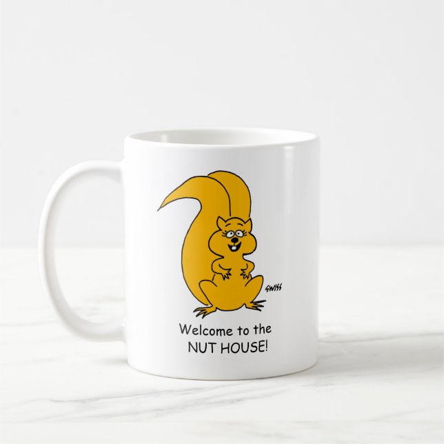 Caneca De Café Cartoon Engraçado Quirrel Nut House (Esquerda)
