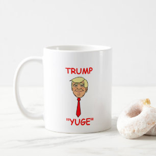 Caneca De Café Cartoon Face Trump com Tie - "Yuge"