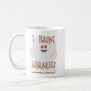 Caneca De Café Cartoon Fantasma de Bookish Bibliotecas Engraçadas
