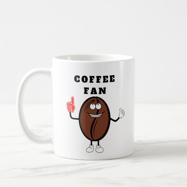 Caneca De Café Cartoon Feliz Café Bean Fan Character (Esquerda)