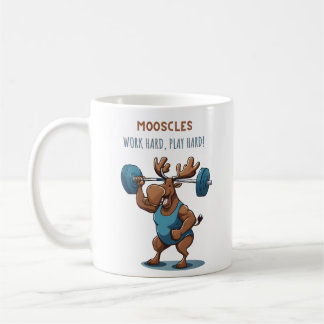 Caneca De Café Cartoon fitness moose training with weights