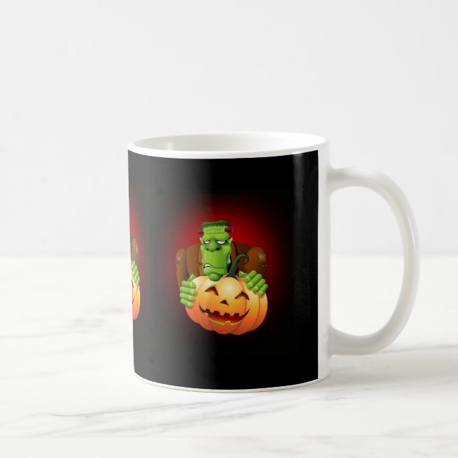 Caneca De Café Cartoon Frankenstein Monster com Pumpkin (Direita)