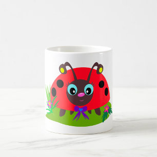 Caneca De Café Cartoon Ladybug Arco e Flores