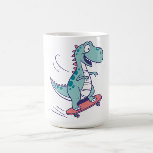 Caneca De Café Cartoon legal T-Rex no skate