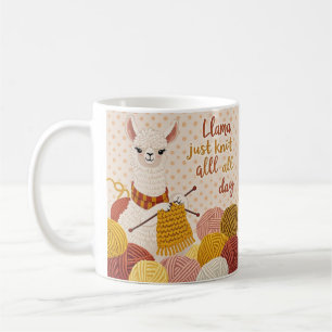 Caneca De Café Cartoon llama vestindo um cachecol de tricô