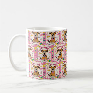 Caneca De Café Cartoon Mamãe cachorrinha no quarto rosa