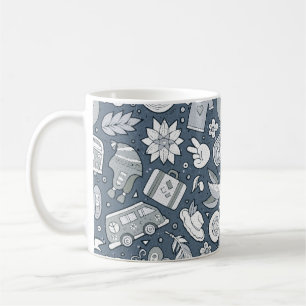 Caneca De Café Cartoon manual desenhado rabisco hippie sem soldad