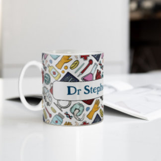 Caneca De Café Cartoon médico enfermeiro padrão científico