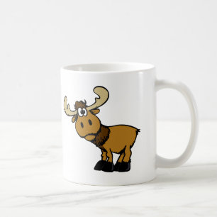 Caneca De Café Cartoon Moose curiosa   escolher cor de fundo