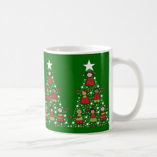 Caneca De Café Cartoon Natal Árvore Crianças Diversão Feriado Qui