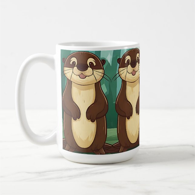 Caneca De Café Cartoon Otters (Esquerda)