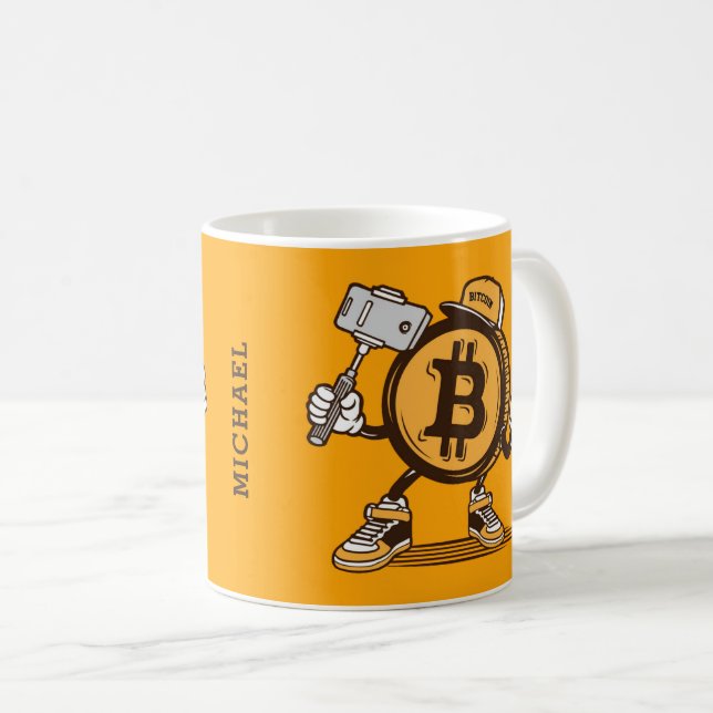 Caneca De Café Cartoon Personalizado com Criptomoeda Bíblia Funny (Frente Esquerda)