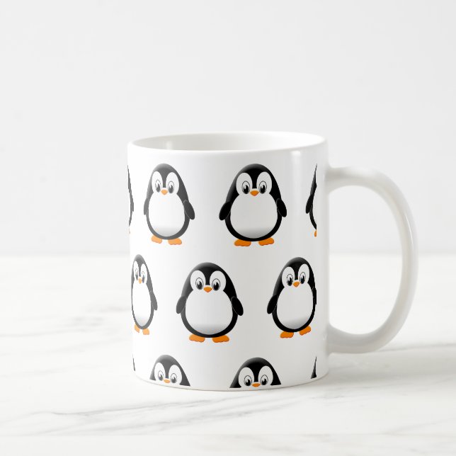 Caneca De Café Cartoon Pinguim Bonito (Direita)