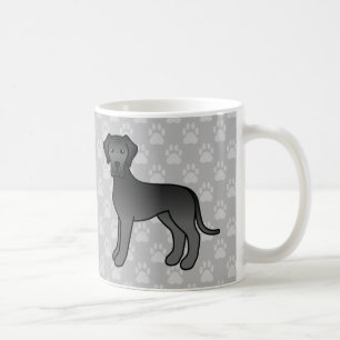 Caneca De Café Cartoon Preto - Grandes Cães Danosos Na Cinza