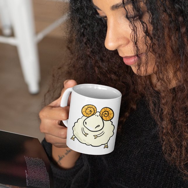 Caneca De Café Cartoon Ram Shea Coffee Mug (Criador carregado)