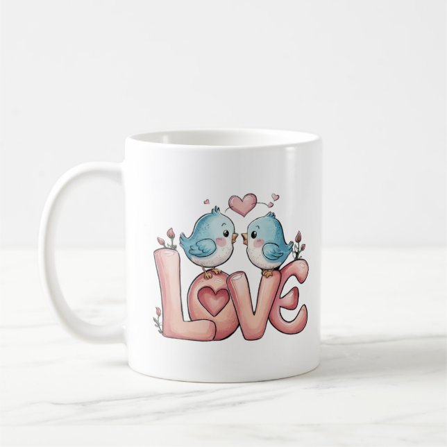 Caneca De Café Cartoon Romântico de AMOR (Esquerda)