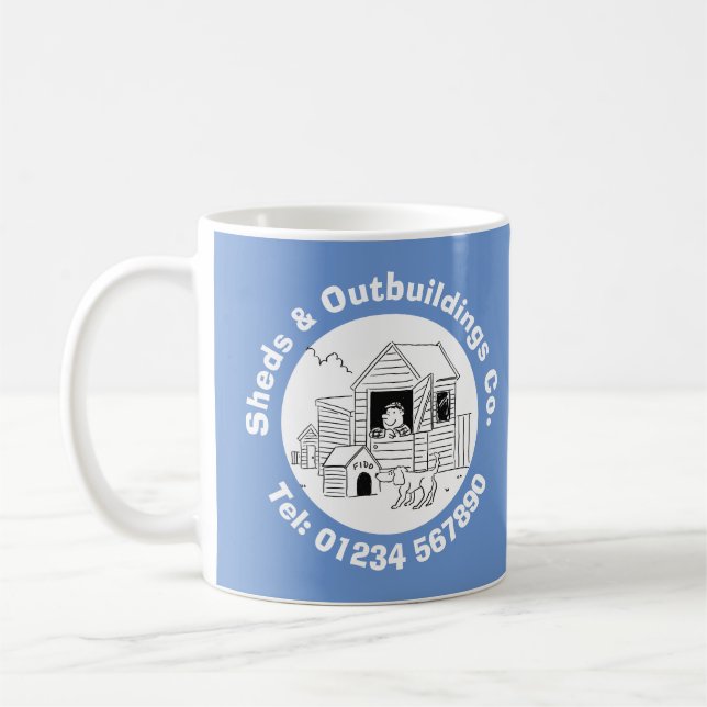 Caneca De Café Cartoon Sheds & Outbuilding com Número de Telefone (Esquerda)