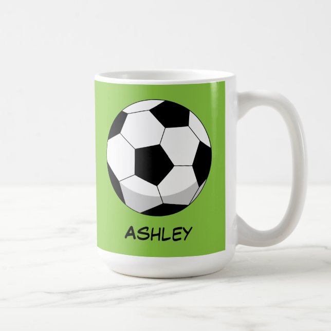 Caneca De Café Cartoon Soccer Ball | Adicione seu nome (Direita)