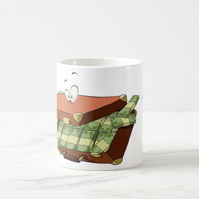 Caneca De Café Cartoon Suitcase Cheio de Money Cash Bundles (Criador carregado)