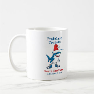 Caneca De Café Cartoon Tralalero Tralala Says Merry Sharkmas