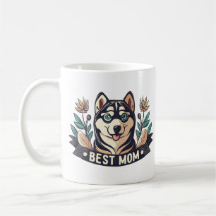 Caneca De Café Cartoon Whimsso Siberian Husky Dog Mãe