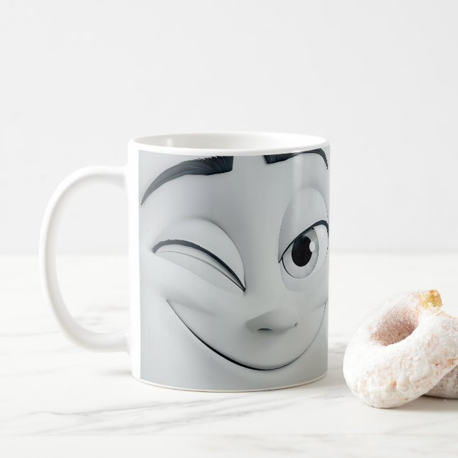 Caneca De Café Cartoon Winking Face 3D Mug 10 (Com Donut)