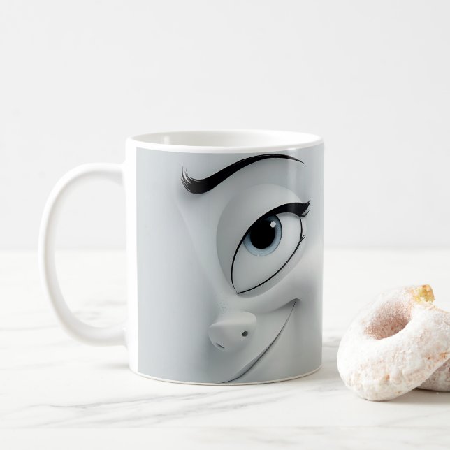 Caneca De Café Cartoon Winking Face 3D Mug 11 (Com Donut)
